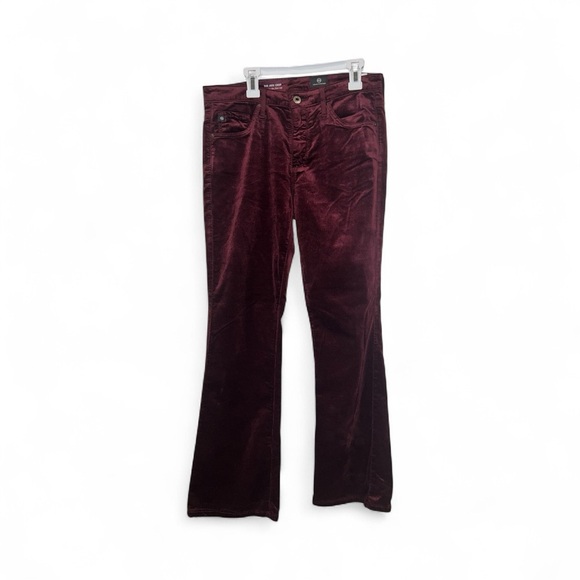 AG Adriano Goldschmied Jodi Velvet Crop High Rise Slim Fare in Burgundy NWOT 27 - Picture 5 of 15
